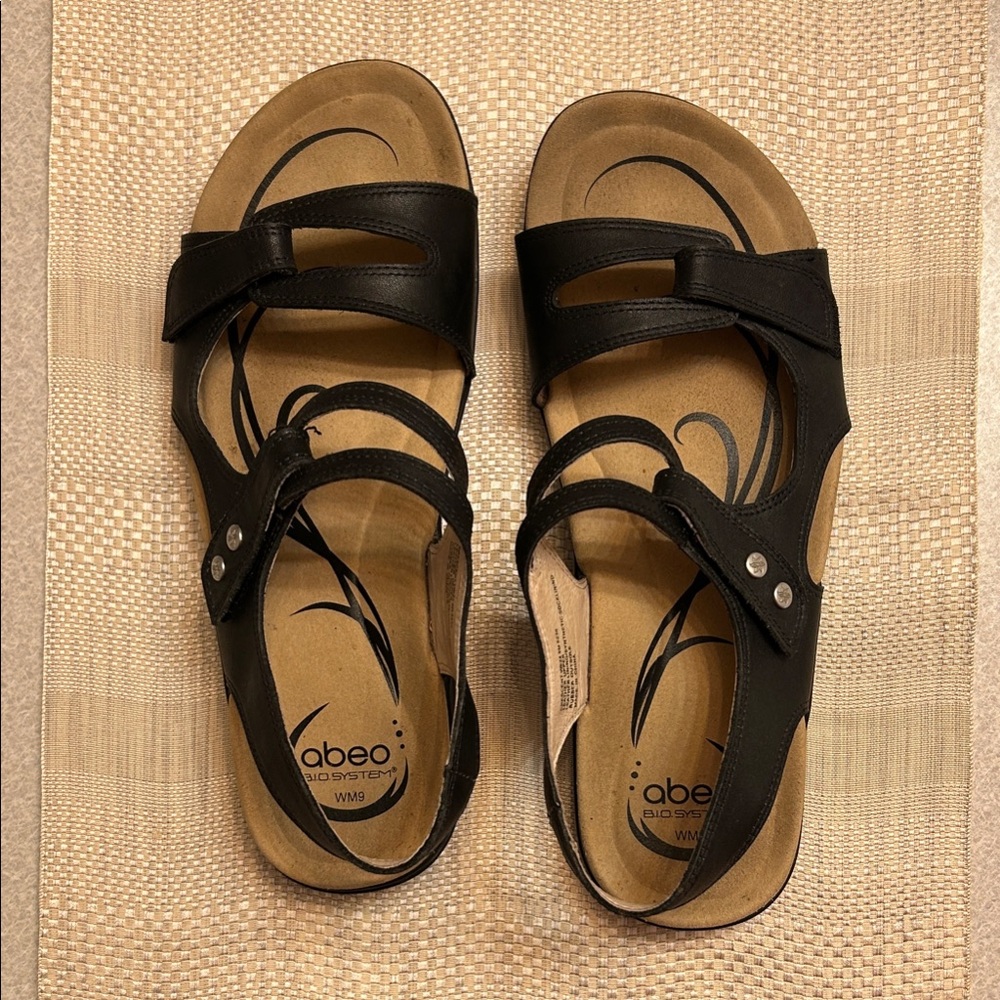 Abeo Black Leather Sandals 9M
